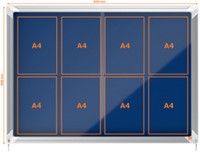 Vitrinekast Nobo Premium plus voor binnen (8xA4) 93x67cm schuifdeur vilt grijs-2