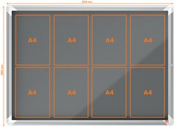 Vitrinekast Nobo Premium plus voor binnen (8xA4) 92x67cm vilt grijs-2