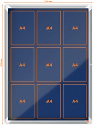 Vitrinekast Nobo Premium plus voor binnen (9xA4) 65x91cm vilt blauw