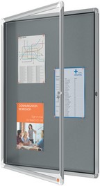 Vitrinekast Nobo Premium plus voor binnen (9xA4) 65x91cm vilt grijs