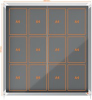 Vitrinekast Nobo Premium plus voor binnen (12xA4) 87x91cm schuifdeur vilt grijs