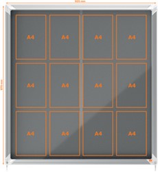 Vitrinekast Nobo Premium plus voor binnen (12xA4) 87x91cm schuifdeur vilt grijs