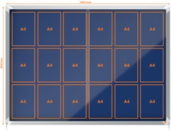 Vitrinekast Nobo Premium plus voor binnen (18xA4) 130x91cm schuifdeur vilt grijs-2