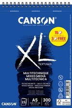 Tekenblok Canson XL Mixed Media A5 15v 300gr spiraal
