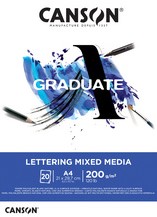 Tekenblok Canson Graduate Lettering Mixed Media A4 20v 200gr
