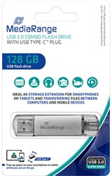 USB-stick 3.0 MediaRange combo USB-C+USB-A 128GB