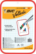 Whiteboard Bic Velleda blanco + ruit 30x44cm rood