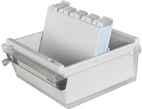 Kaartenbak Han A5 kunststof met deksel en slot grijs/transparant-3