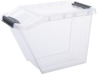 Opbergbox Plast Team 58 liter 395x650x438mm met deksel transparant wit