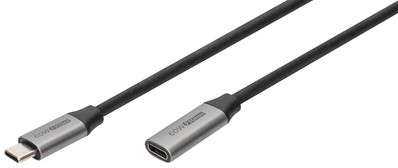 Verlengkabel Digitus USB-C male - USB-C 3.0 female 1m zwart