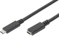 Verlengkabel Digitus USB-C male - USB-C 2.0 female 2m zwart