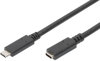 Verlengkabel Digitus USB-C male - USB-C 2.0 female 2m zwart