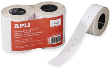 Prijsetiket Apli 21x12mm non permanent wit p/6rol
