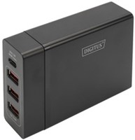 Oplader Digitus 1x USB-C & 3x USB-A zwart