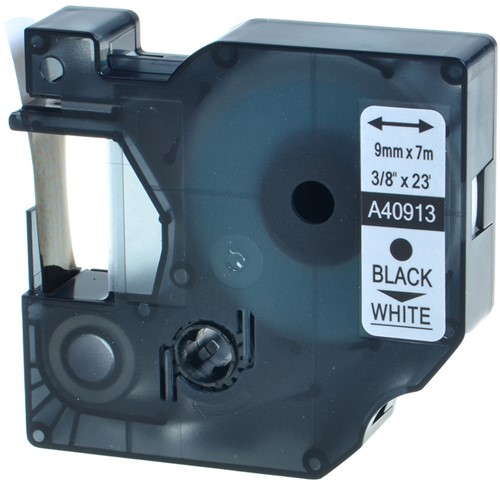 Labeltape Rillprint (Dymo) 40913 D1 9mmx7m zwart op wit-2