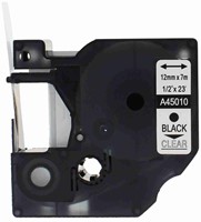 Labeltape 45010 D1 12mmx7m zwart op transparant-2