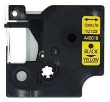 Labeltape 45018 D1 12mmx7m zwart op geel