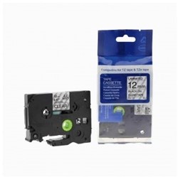 Labeltape TZ-131 12mmx8m zwart op transparant
