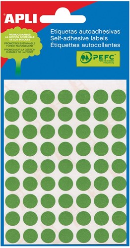 Etiket Apli 2058 rond 13mm groen 175stuks