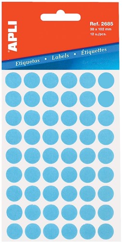Etiket Apli 2056 rond 13mm blauw 175stuks