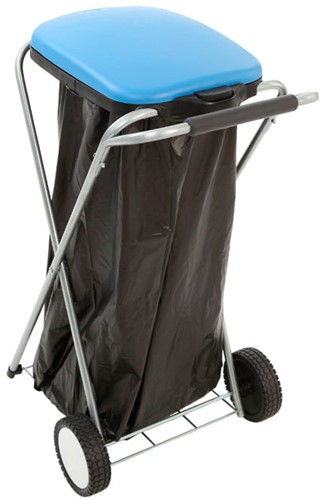 Zakhouder Move & Up met deksel verrijdbaar tbv zakken van 110liter blauw