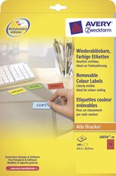 Etiket Avery L6034-20 63.5x33.9mm verwijderbaar rood 480stuks