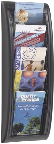 Folderhouder Paperflow wandmodel A5 staand 5-delig zwart
