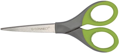 Schaar Q-Connect 170mm met softgrip grijs/groen