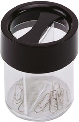 Papercliphouder Q-Connect rond zwart/transparant