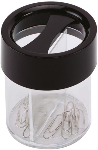 Papercliphouder Q-Connect rond zwart/transparant