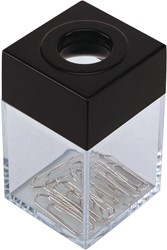 Papercliphouder Q-Connect rechthoekig zwart/transparant