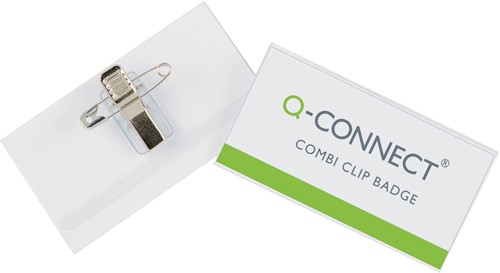 Badge Q-Connect met clip en speld 90x54mm p/50stuks