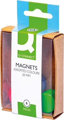 Magneet Q-connect 20mm assorti 6 stuks