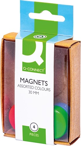 Magneet Q-Connect 30mm assorti 4 stuks