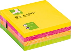 Memoblok Q-Connect 76x76mm neon kleuren assorti 4 kleuren