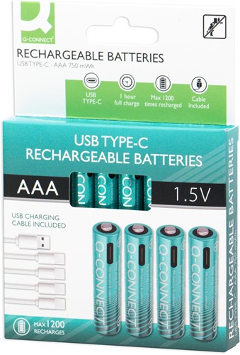 Batterij oplaadbaar Q-Connect AAA set à 4 stuks-3