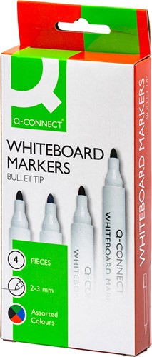 Whiteboardstift Q-Connect rond 2-3mm 4 stuks assorti-2