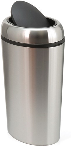 Afvalbak ovaal met swingdeksel 40liter mat RVS