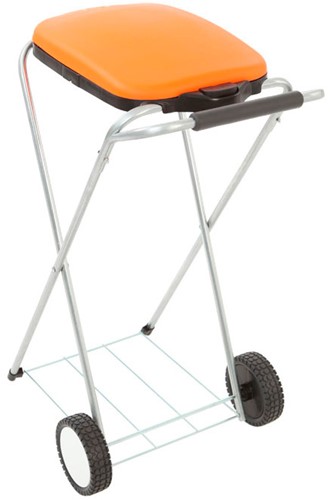 Zakhouder Move & Up met deksel verrijdbaar tbv zakken van 110liter oranje