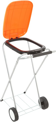 Zakhouder Move & Up met deksel verrijdbaar tbv zakken van 110liter oranje-3