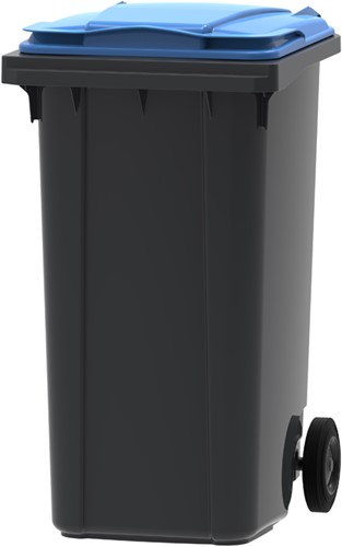 Afvalcontainer verrijdbaar 240 liter grijs/blauw