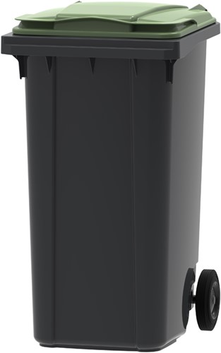 Afvalcontainer verrijdbaar 240 liter grijs/groen