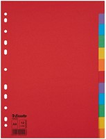 Tabbladen Esselte Economy A4 12-delig karton 11-rings assorti