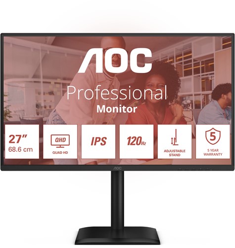 AOC E4 Q27E4U computer monitor 68,6 cm (27") 2560 x 1440 Pixels Quad HD LED Zwart