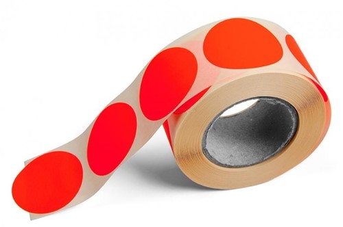 Etiket 40mm rond fluor rood 500stuks