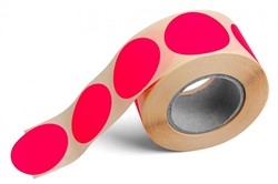 Etiket 40mm rond fluor roze 500stuks