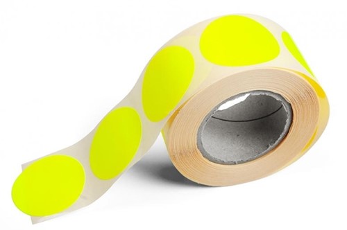 Etiket 40mm rond fluor geel 500stuks