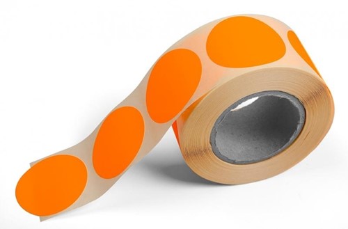 Etiket 40mm rond fluor oranje 500stuks