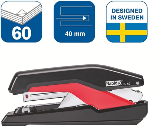 Bureaunietmachine Rapid Supreme fullstrip S1O60 60 vel zwart/rood-2