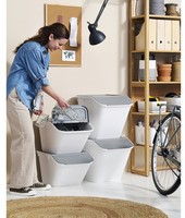 Afvalbak Plast Team 51 liter 550x390x425mm met deksel wit-3